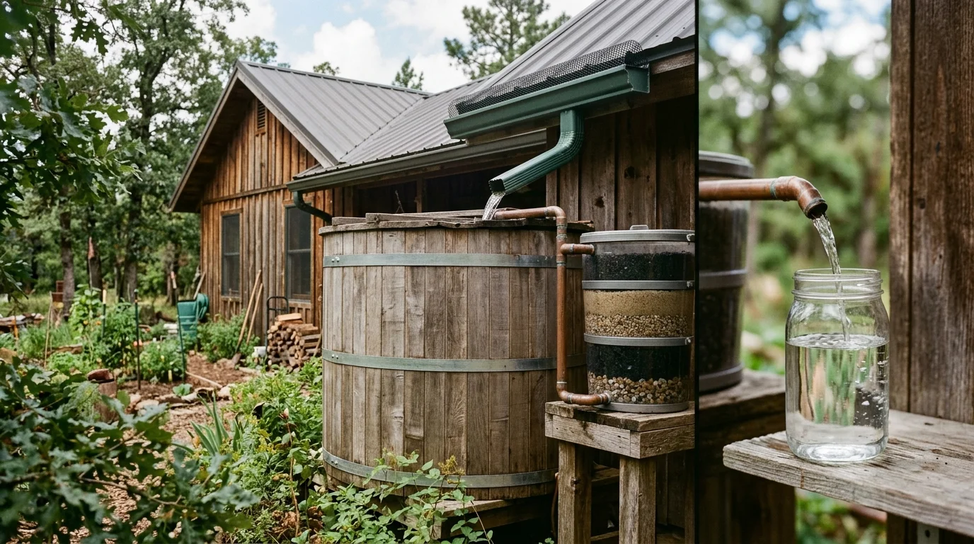 DIY Off-Grid Rainwater Collection & Gravity Filtration Setup